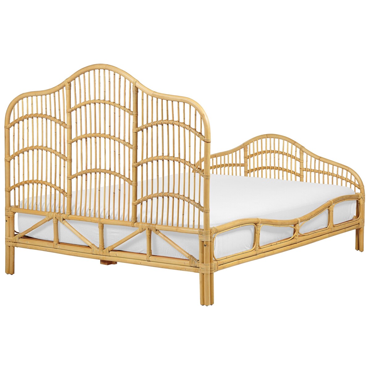 Łóżko rattanowe 140 x 200 cm jasne drewno DOMEYROT