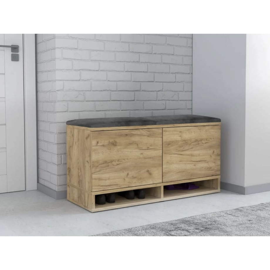 Szafka na buty z siedziskiem DUBAI dąb craft/szara