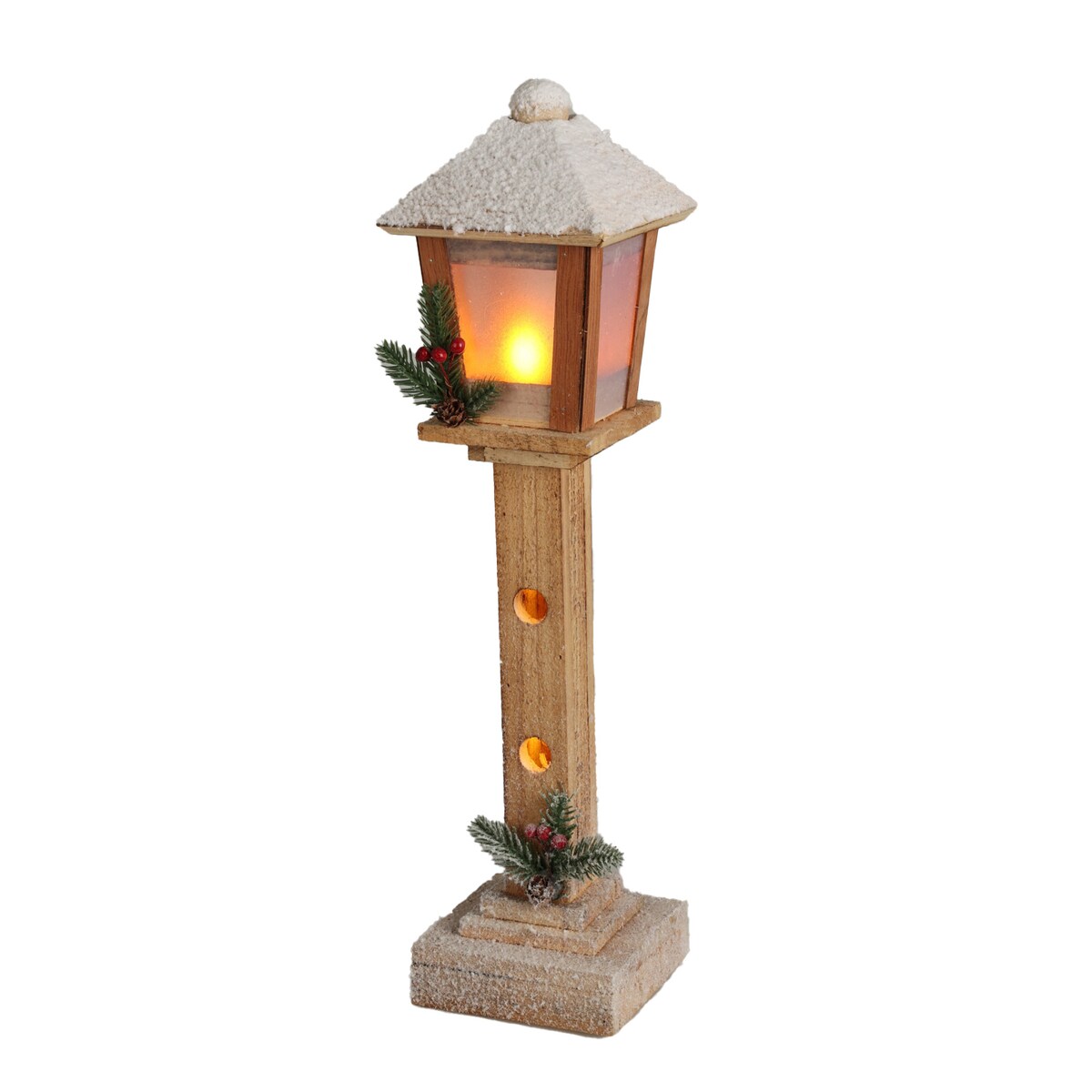 Świąteczna dekoracyjna latarnia drewniana z LED, 52 cm