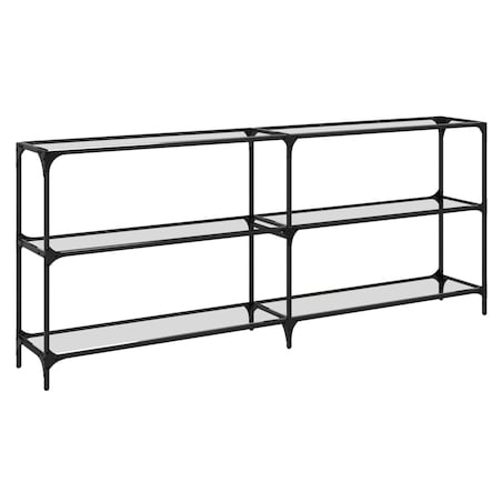 vidaXL Stolik konsolowy z przezroczystym, szklanym blatem, 194,5x30x81