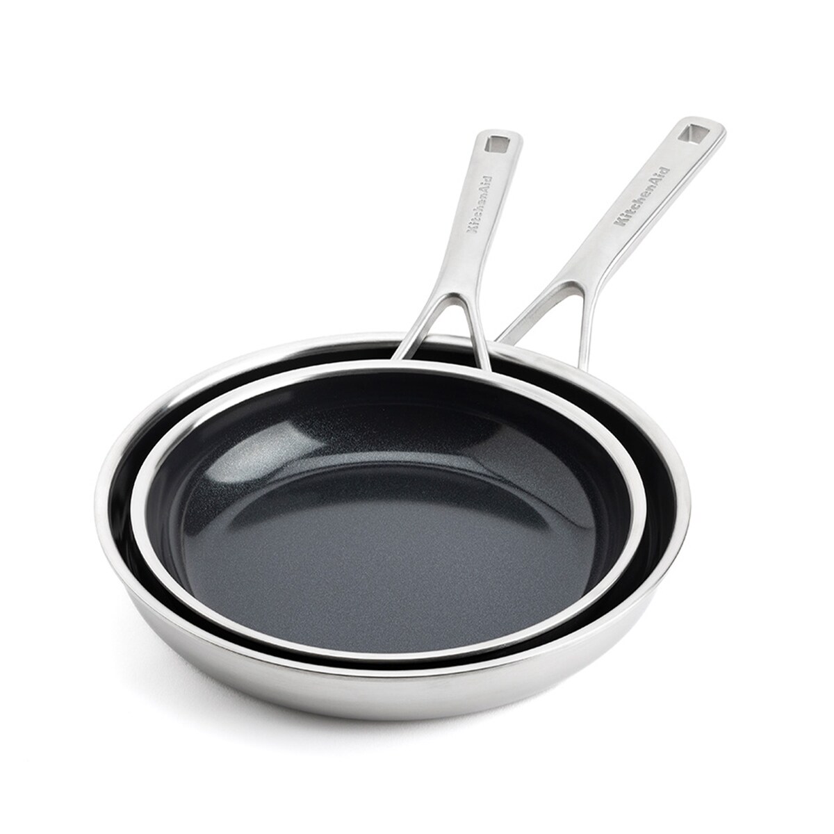 KitchenAid Patelnie 3-warstwowe stalowe z powłoką 24 cm + 28 cm