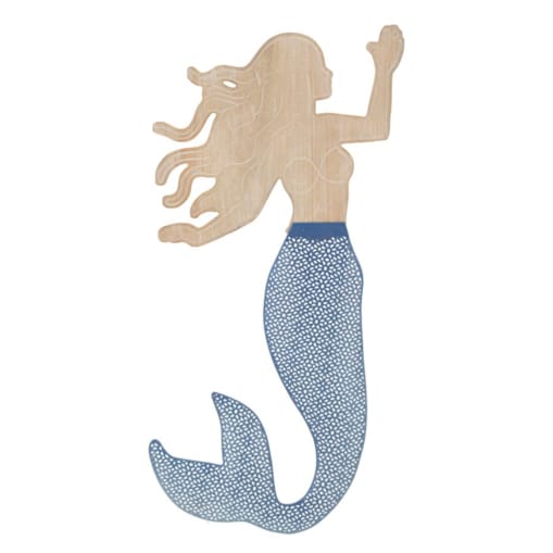 Dekoracja ścienna Sirena, kolor wielokolorowy, żelazo i drewno, 30,5 x 60 cm, do salonu i przedpokoju, Mauro Ferretti