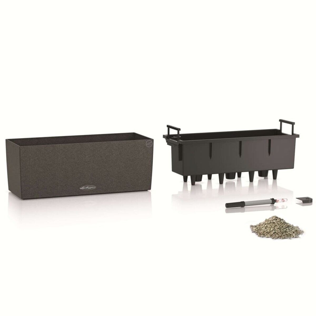 LECHUZA Donica BALCONERA Stone 50 ALL-IN-ONE, czarna