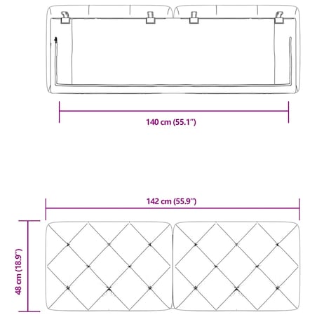 vidaXL Poduszka na wezgłowie, czarna, 140 cm, aksamitna