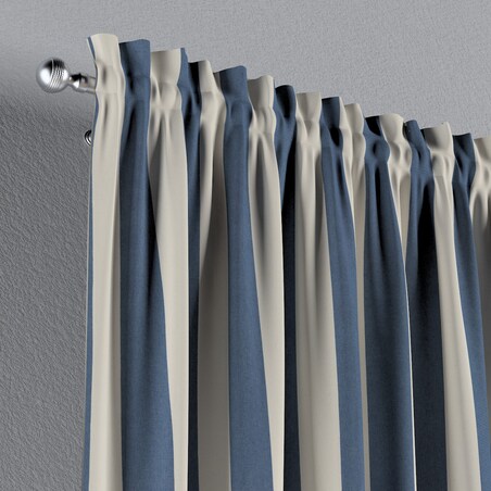 Zasłona na kanale z grzywką 1 szt. 130x245 niebiesko-białe pionowe pasy (5,5cm)