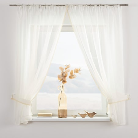 Firany z koronką Lily 2 szt. krótkie 140x170 ecru