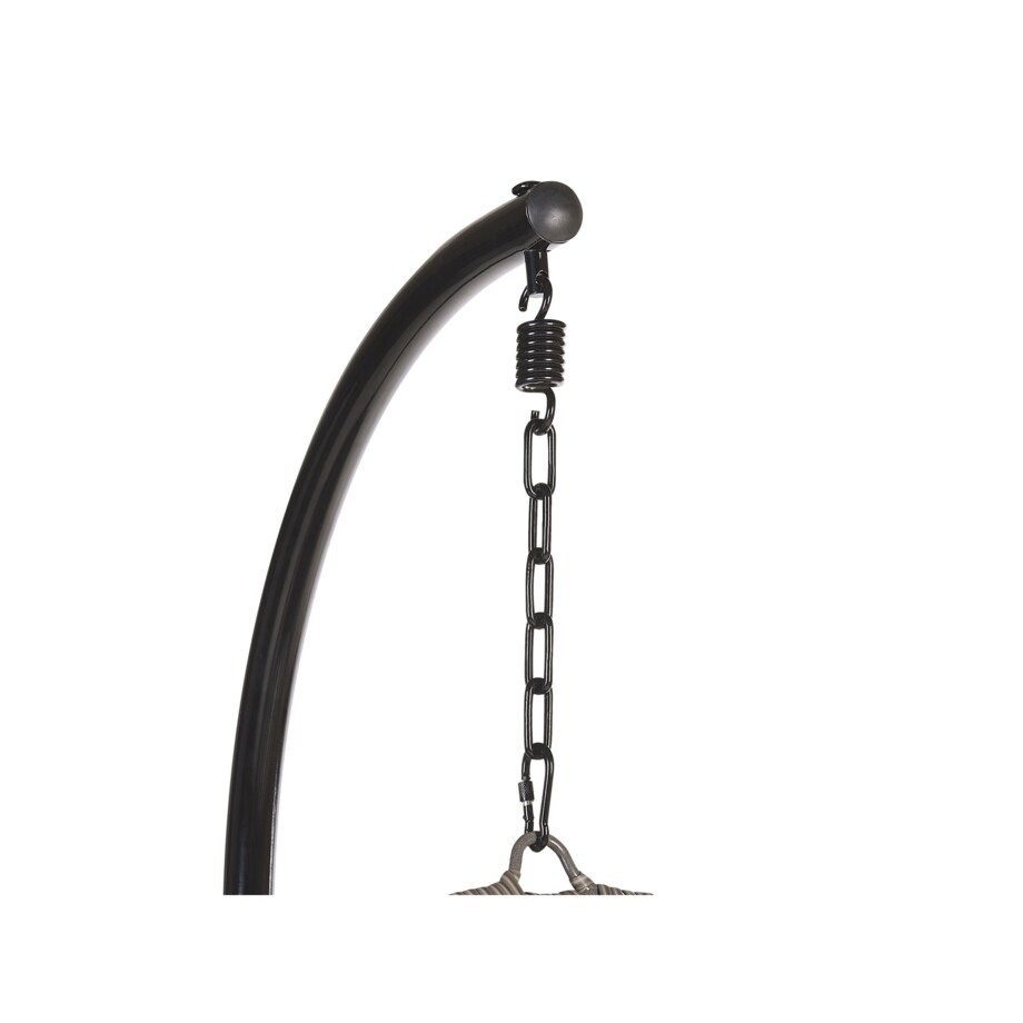 Fotel wiszący ze stojakiem z technorattanu szary PINETO