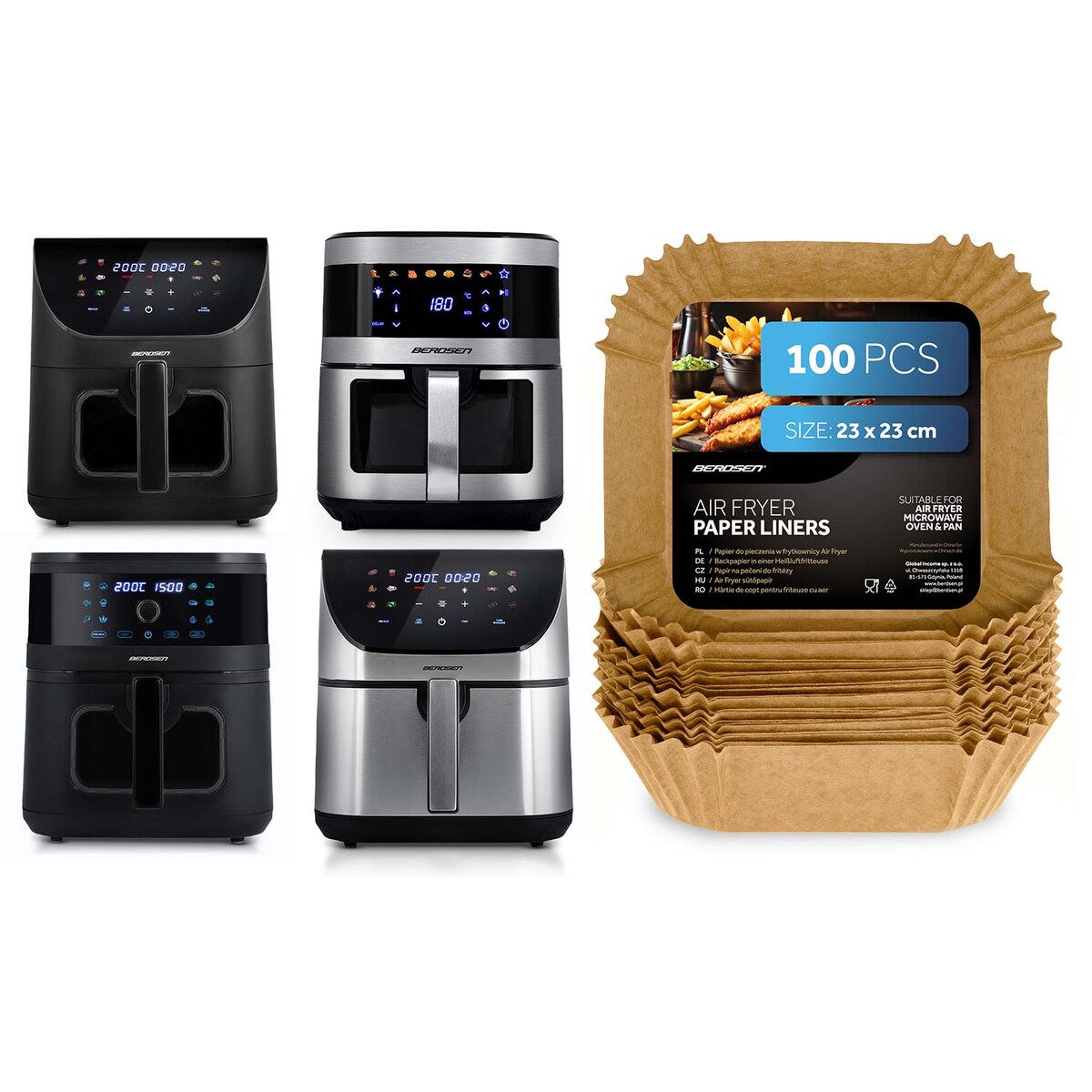 Papier do pieczenia Berdsen wkładki do frytkownicy 100 szt. 23 cm 364906