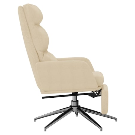 vidaXL Fotel z podnóżkiem, kremowy, obity materiałem