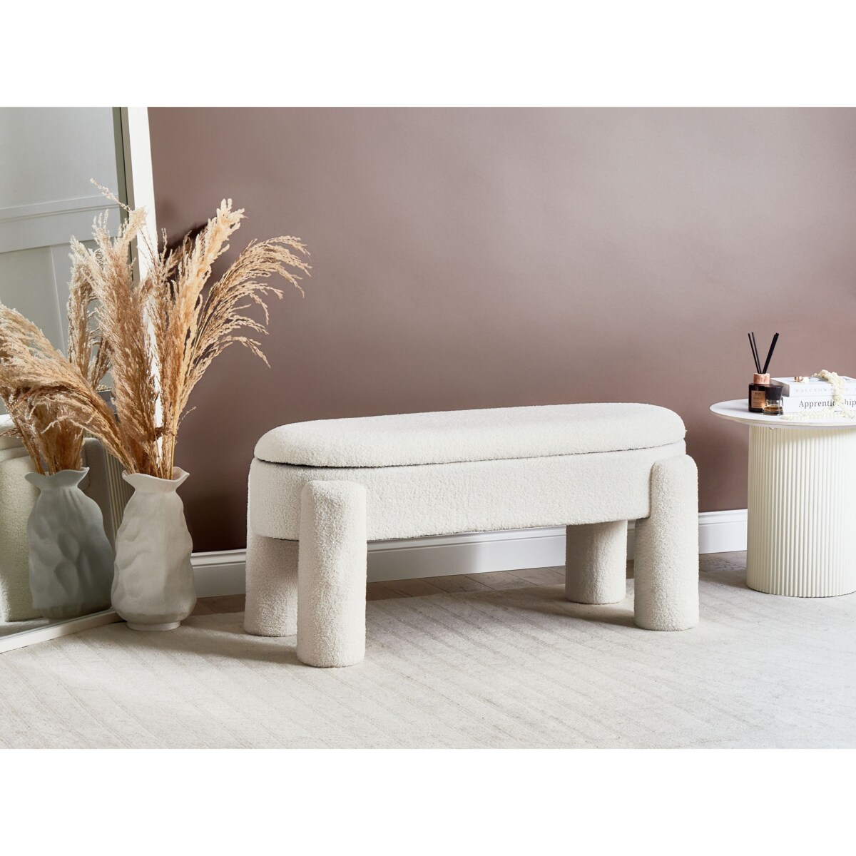 Ławka ze schowkiem OAKLEY Boucle Złamana biel