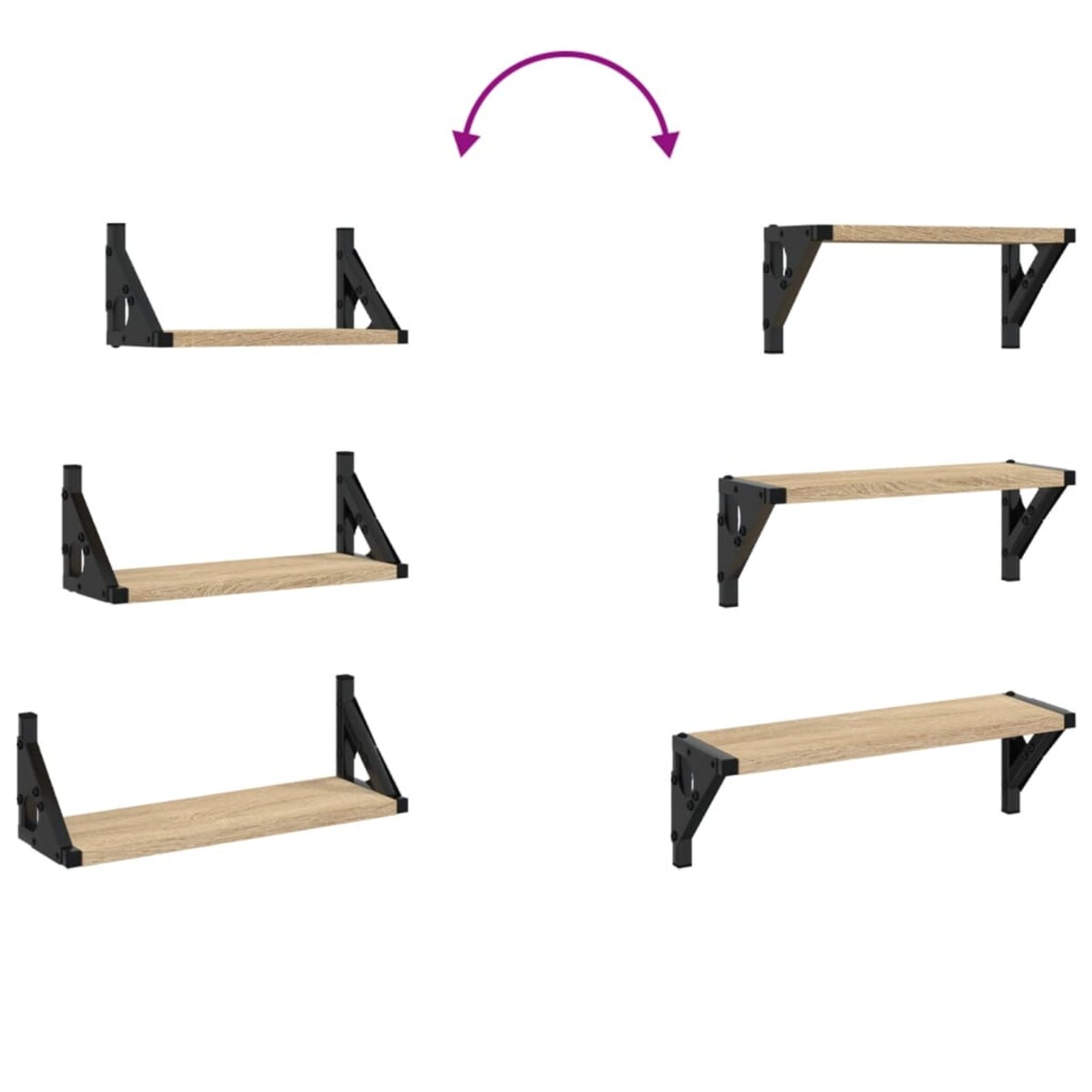 vidaXL Zestaw 3 półek ściennych, dąb sonoma, materiał drewnopochodny