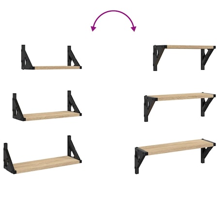 vidaXL Zestaw 3 półek ściennych, dąb sonoma, materiał drewnopochodny