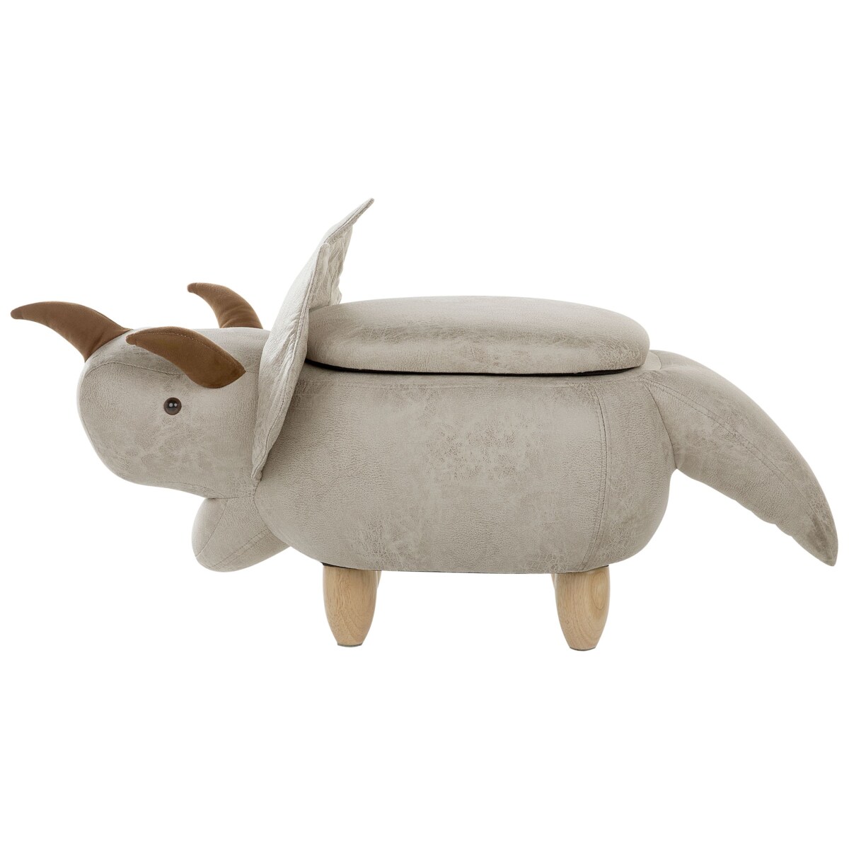 Pufa zwierzak ze schowkiem TRICERATOPS Jasnoszary