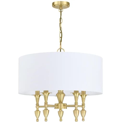 Wisząca lampa z abażurem Austin P05197BR-WH Cosmolight biały mosiądz