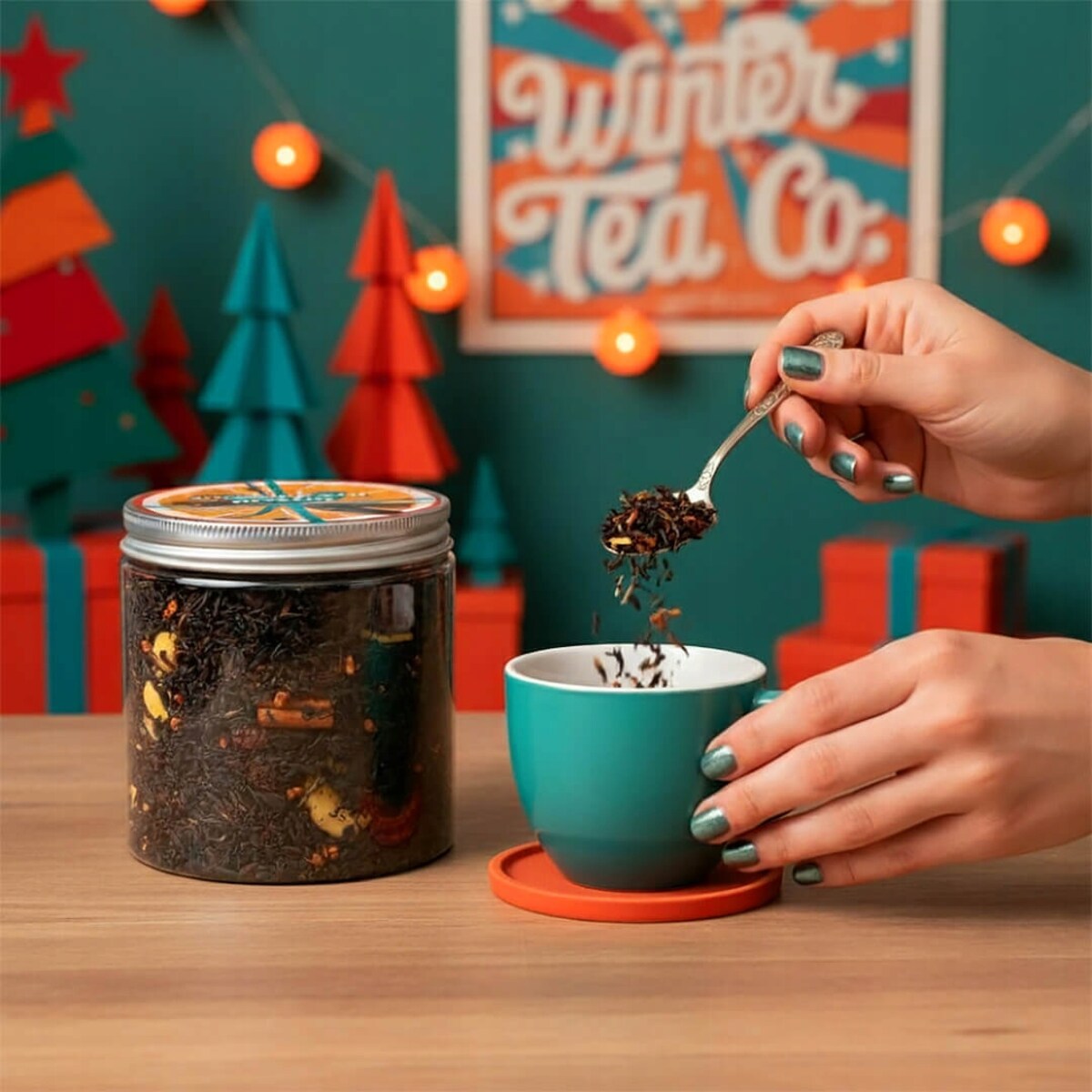 ŚWIĄTECZNA HERBATA CZARNA SYPANA SŁODKI BANAN W CYNAMONIE - PREZENT UPOMINEK NA MIKOŁAJA ŚWIĘTA GWIAZDKĘ BOŻE NARODZENIE POD CHOINKĘ DLA KOBIETY FACETA MĘŻCZYZNY