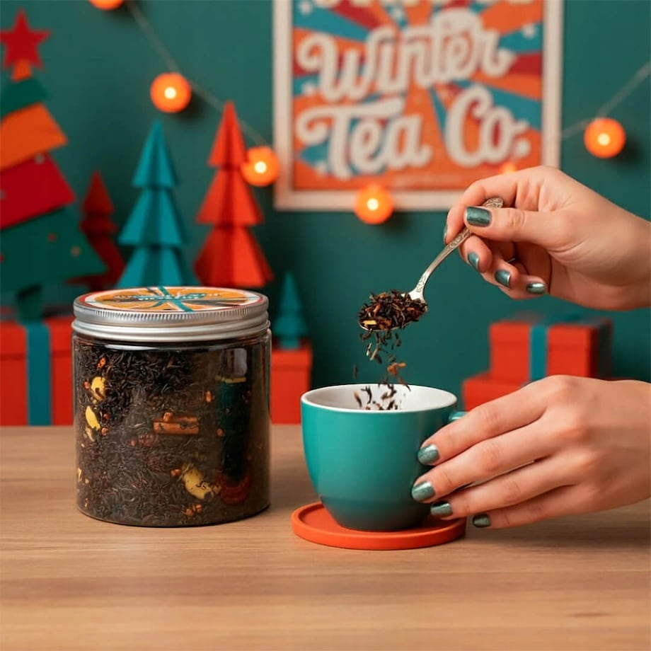 ŚWIĄTECZNA HERBATA CZARNA SYPANA SŁODKI BANAN W CYNAMONIE - PREZENT UPOMINEK NA MIKOŁAJA ŚWIĘTA GWIAZDKĘ BOŻE NARODZENIE POD CHOINKĘ DLA KOBIETY FACETA MĘŻCZYZNY