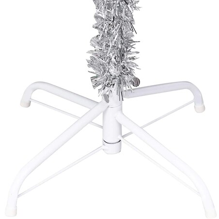 vidaXL Sztuczna choinka z lampkami i bombkami, srebrna, 120 cm, PET
