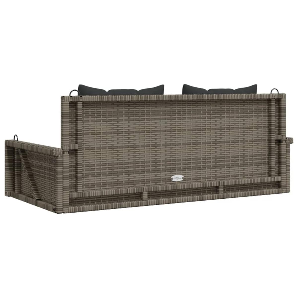vidaXL Ławka bujana z poduszkami, szara, 119x56x48 cm, polirattan