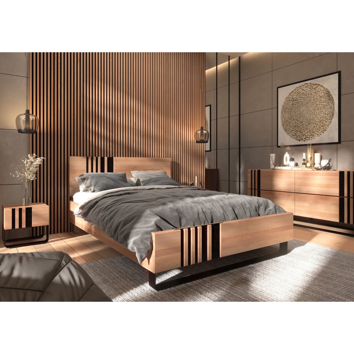 Łóżko drewniane buk jednolity Visby KIELCE / 160x200 cm, kolor naturalny