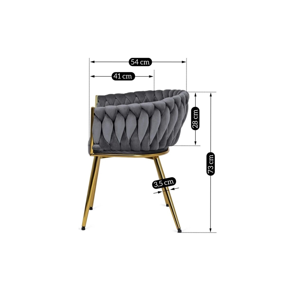 Krzesło Tapicerowane do Salonu CAPRI Szare Welur do Toaletki