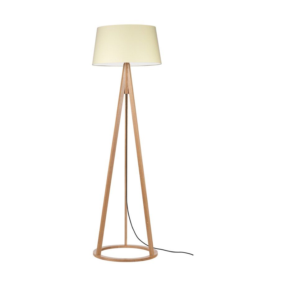 Drewniana Lampa Podłogowa BRITOP Lighting 1xE27 Max.60W Dąb Olejowany FSC z Kremową Tkaniną, Polski Producent, 1 szt.