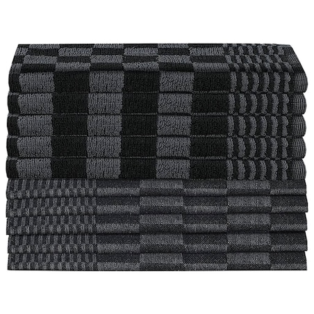 vidaXL Zestaw 10 ręczników, czarno-szary, bawełna