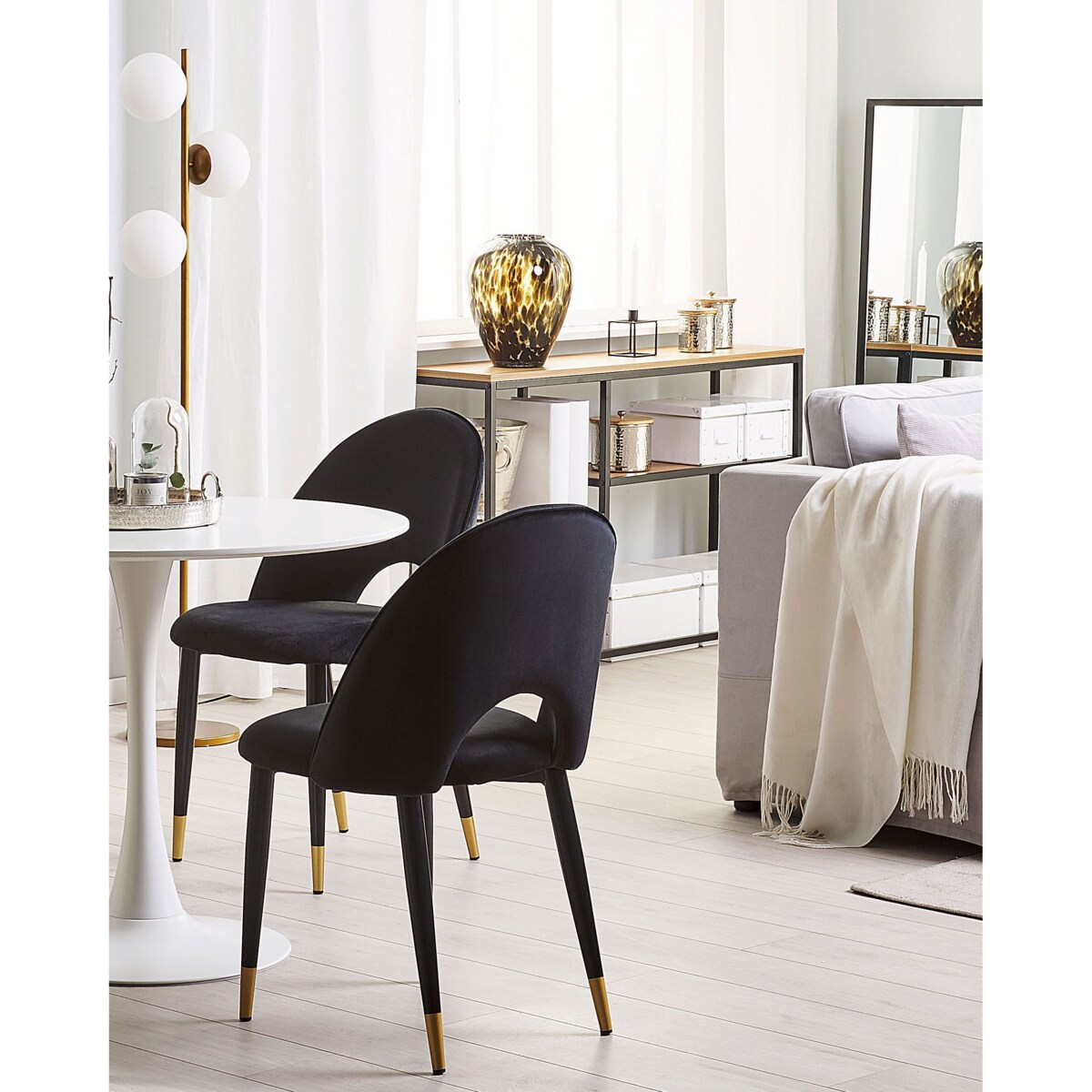 Zestaw 2 krzeseł do jadalni welurowy czarny MAGALIA