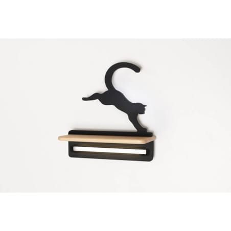 Kinkiet LAMPA ścienna CAT 21-75635 Candellux dekoracyjna OPRAWA półka LED 5W 4000K skaczący kot czarny drewno
