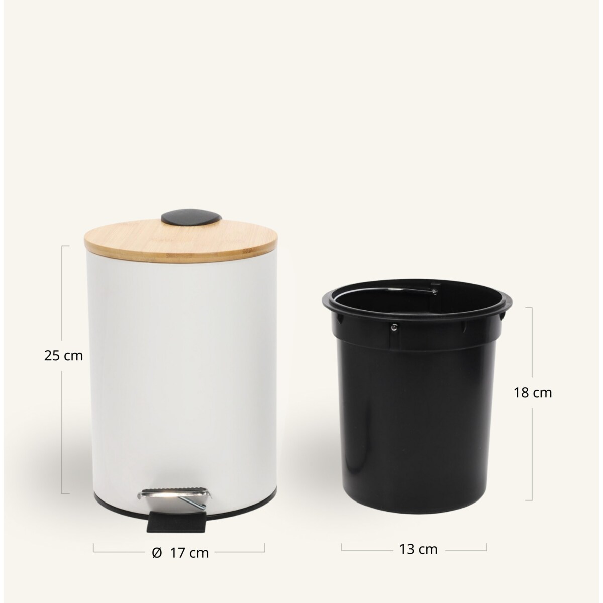 Kosz łazienkowy z bambusem ZETRU, 3 l