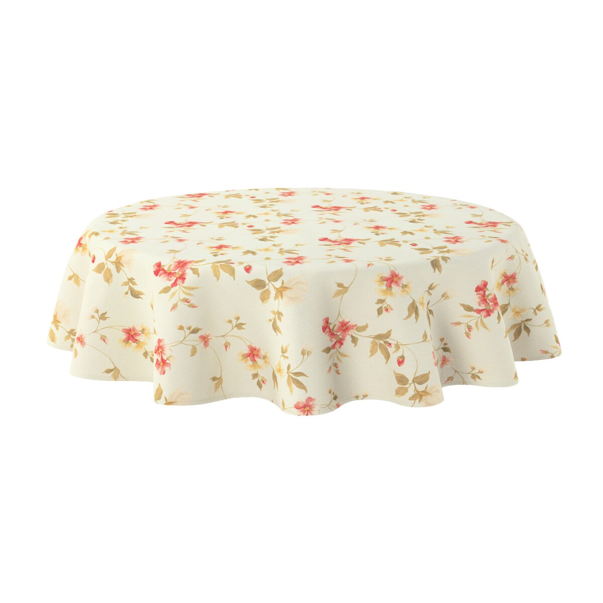 Obrus okrągły 130 x 130 cm kwiatki na jasno-błękitnym tle