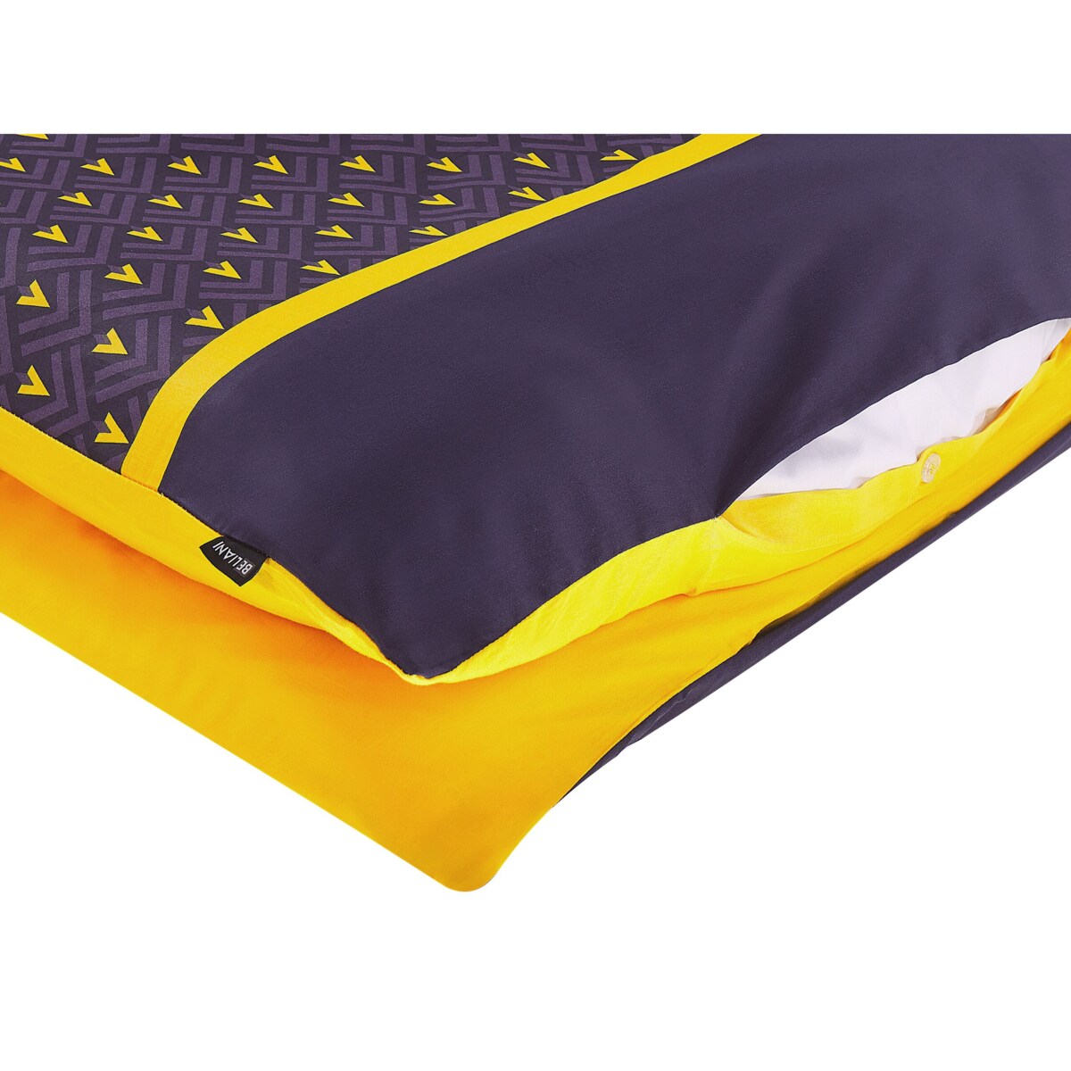 Komplet pościeli bawełnianej satynowej w jodełkę 155 x 220 cm niebiesko-żółty WALLINGFORD