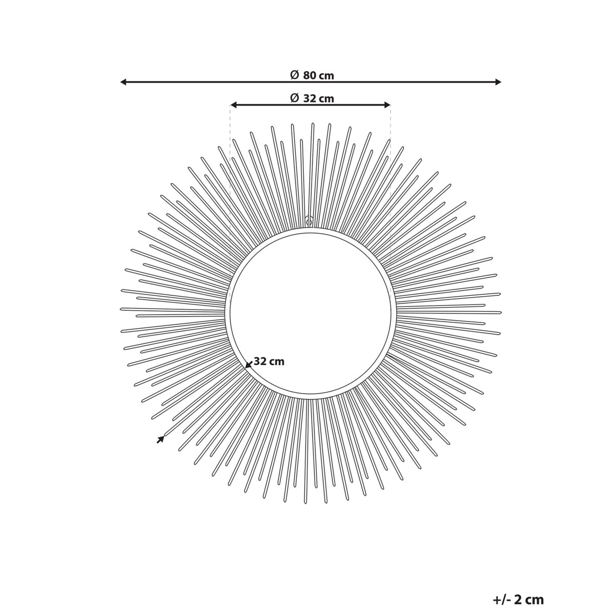 Lustro ścienne CILLY 80 cm 80 cm Metal Złoty