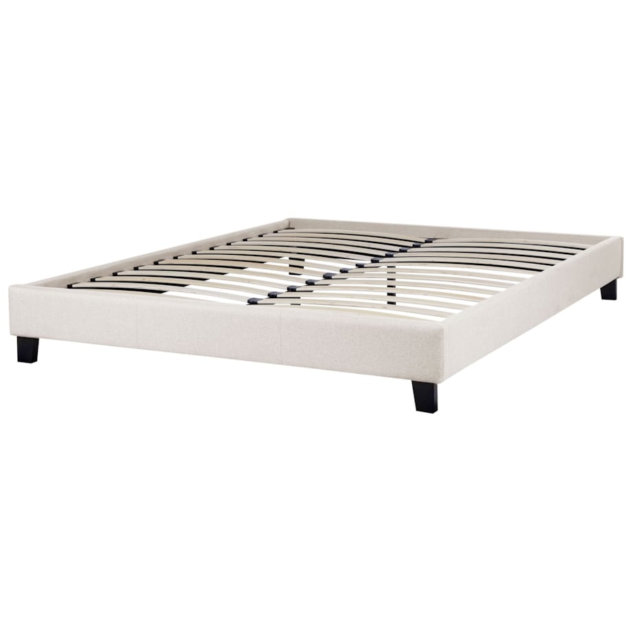 Łóżko tapicerowane ze stelażem jasnobeżowe 160 x 200 cm ROANNE