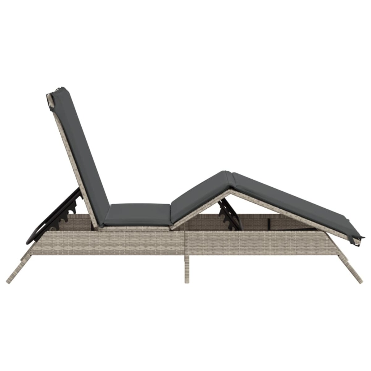 vidaXL Leżak z poduszką, jasnoszary, polirattan