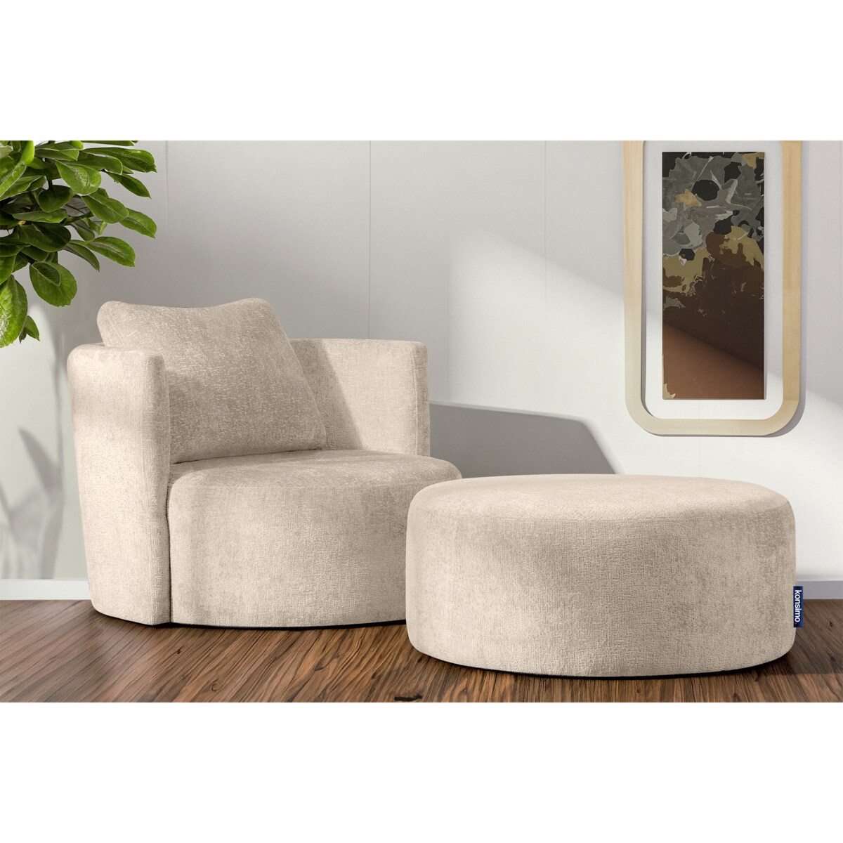 KONSIMO RAGGI Fotel obrotowy ecru