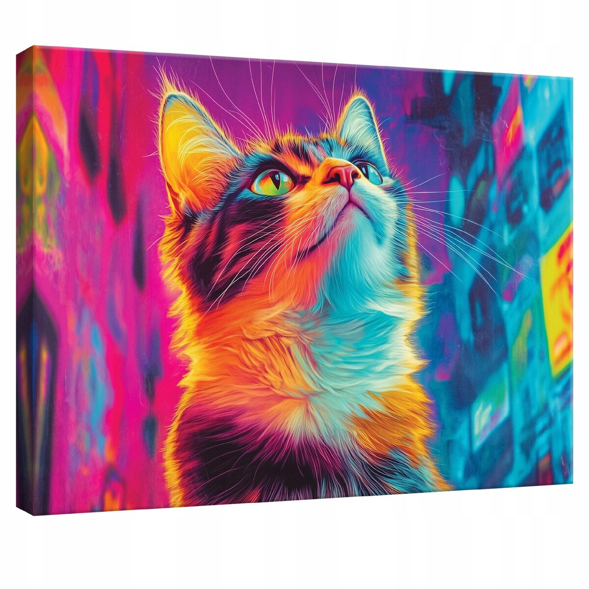 OBRAZ NA PŁÓTNIE ŚCIANĘ KOT ABSTRAKCJA DO POKOJU DZIECIĘCEGO 120x80