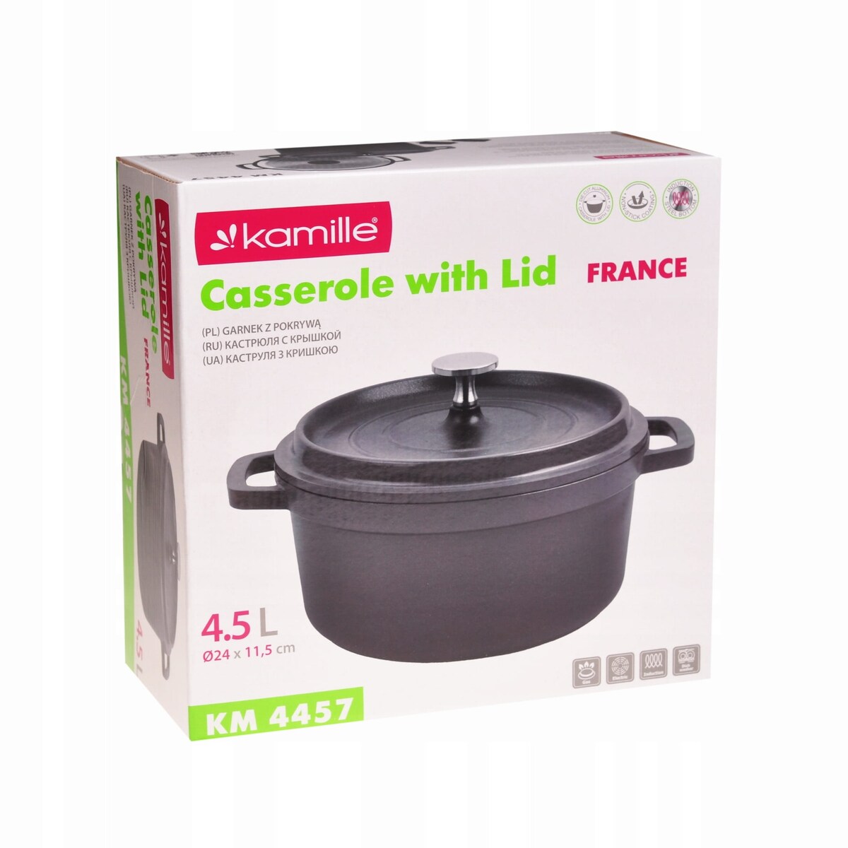 Garnek brytfanna z pokrywką 4.5L KAMILLE