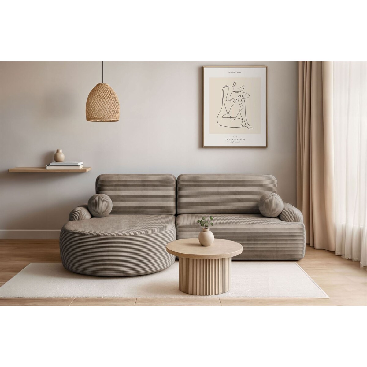 Zaokrąglony narożnik CLEO II z funkcją spania, wersja lewa, Poso 02