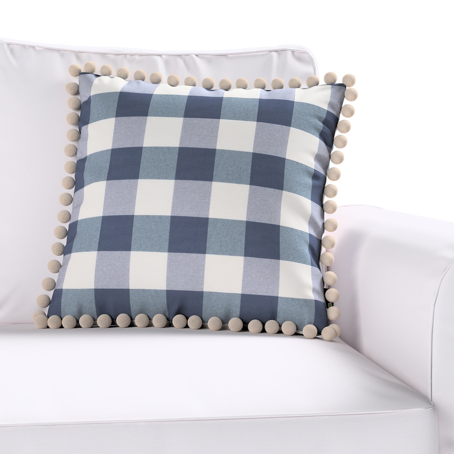 Poszewka Wera na poduszkę 45x45 granatowo-biała krata (5,5x5,5cm)