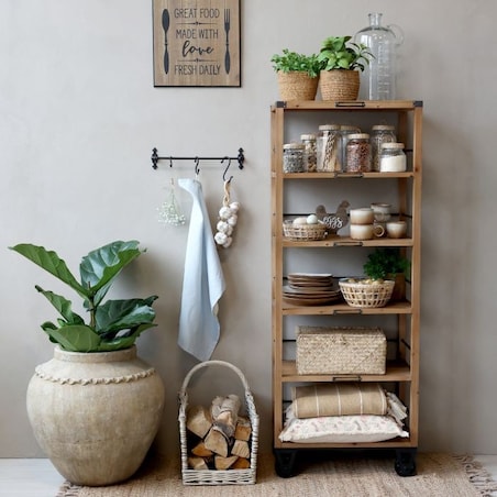 Postarzany regał na kółkach w stylu loftowym 157 cm