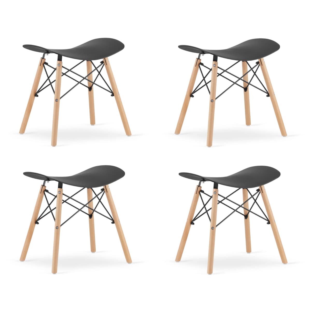 Taboret Korfu Krzesełko Do Kuchni - Czarny X 4