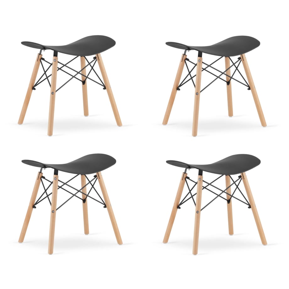 Taboret Korfu Krzesełko Do Kuchni - Czarny X 4