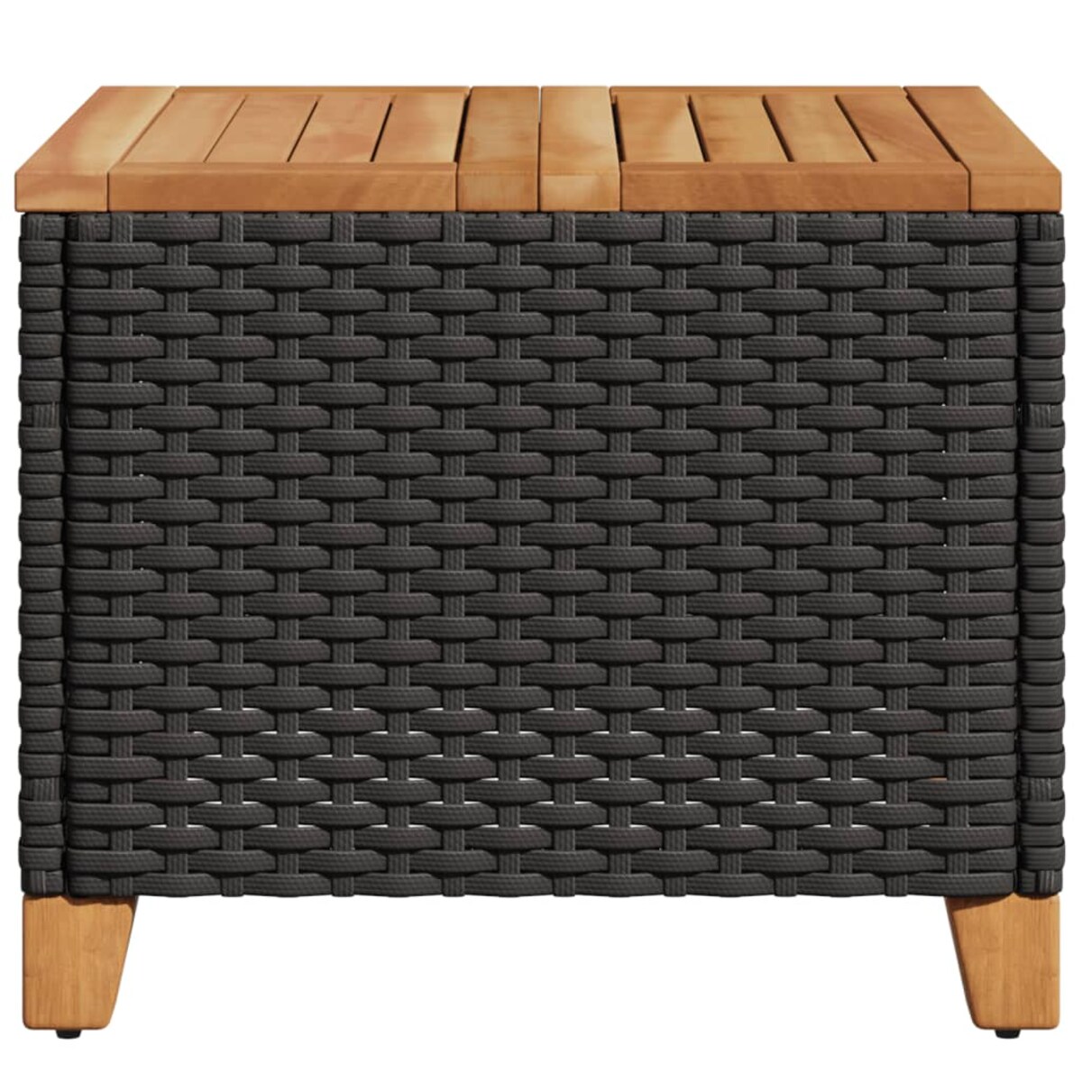 vidaXL Stolik ogrodowy, czarny, 45x45x37 cm, polirattan i akacja