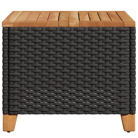 vidaXL Stolik ogrodowy, czarny, 45x45x37 cm, polirattan i akacja