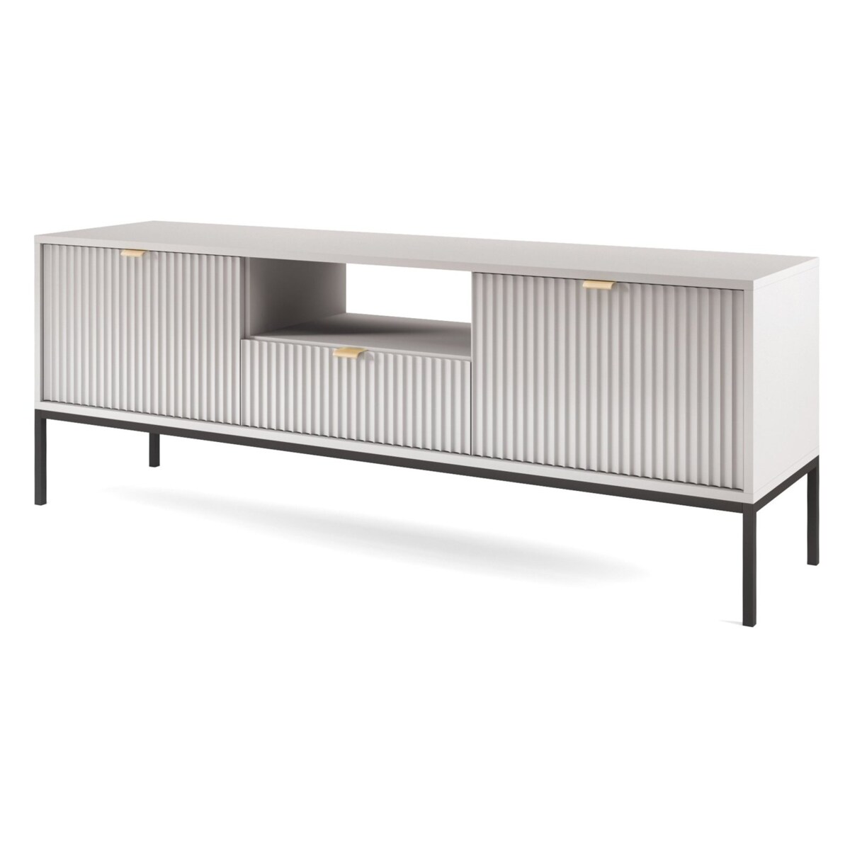 Szafka RTV Delicious ryflowana szara