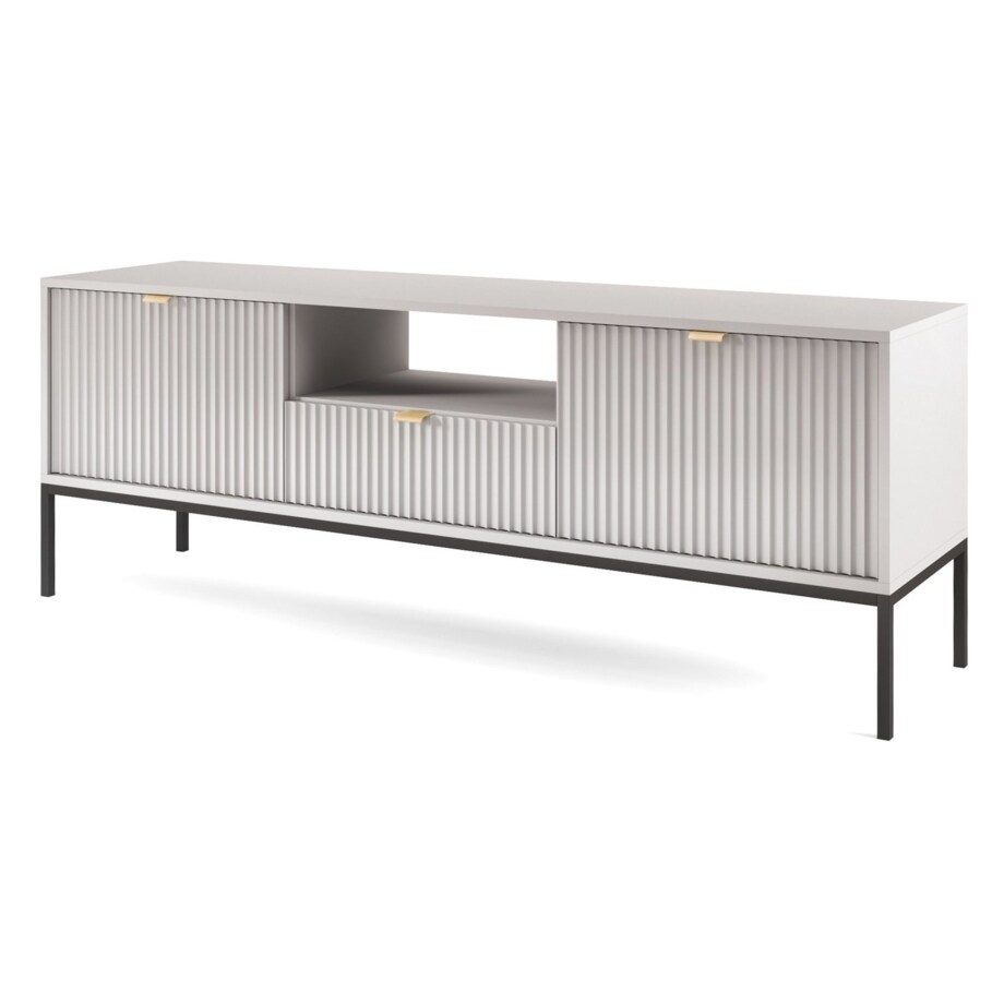 Szafka RTV Delicious ryflowana szara