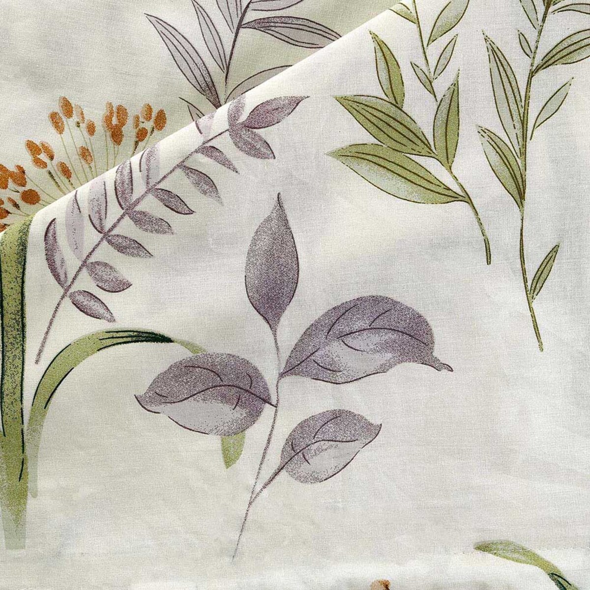 Poszewka dekoracyjna bawełniana 40x40 Herbalia kremowa w botaniczny wzór kwiatowy, Cottonlove