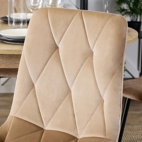 Krzesło Tapicerowane Welurowe Do Jadalni Salonu Kuchenne Loft Beżowe ROBIN