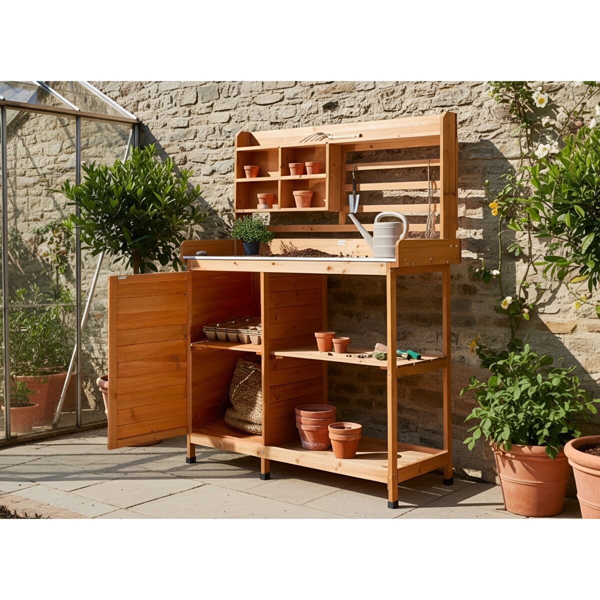 Stół ogrodniczy MELDOLA Drewno jodłowe 113 cm 48 cm Jasnobrązowy