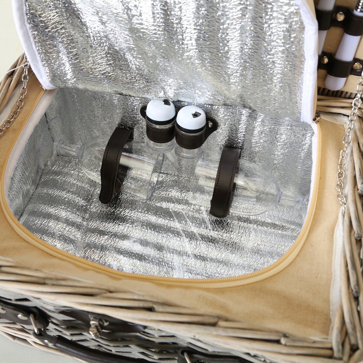 Kosz piknikowy wiklinowy z akcesoriami ARIEGE, 28 x 18 cm